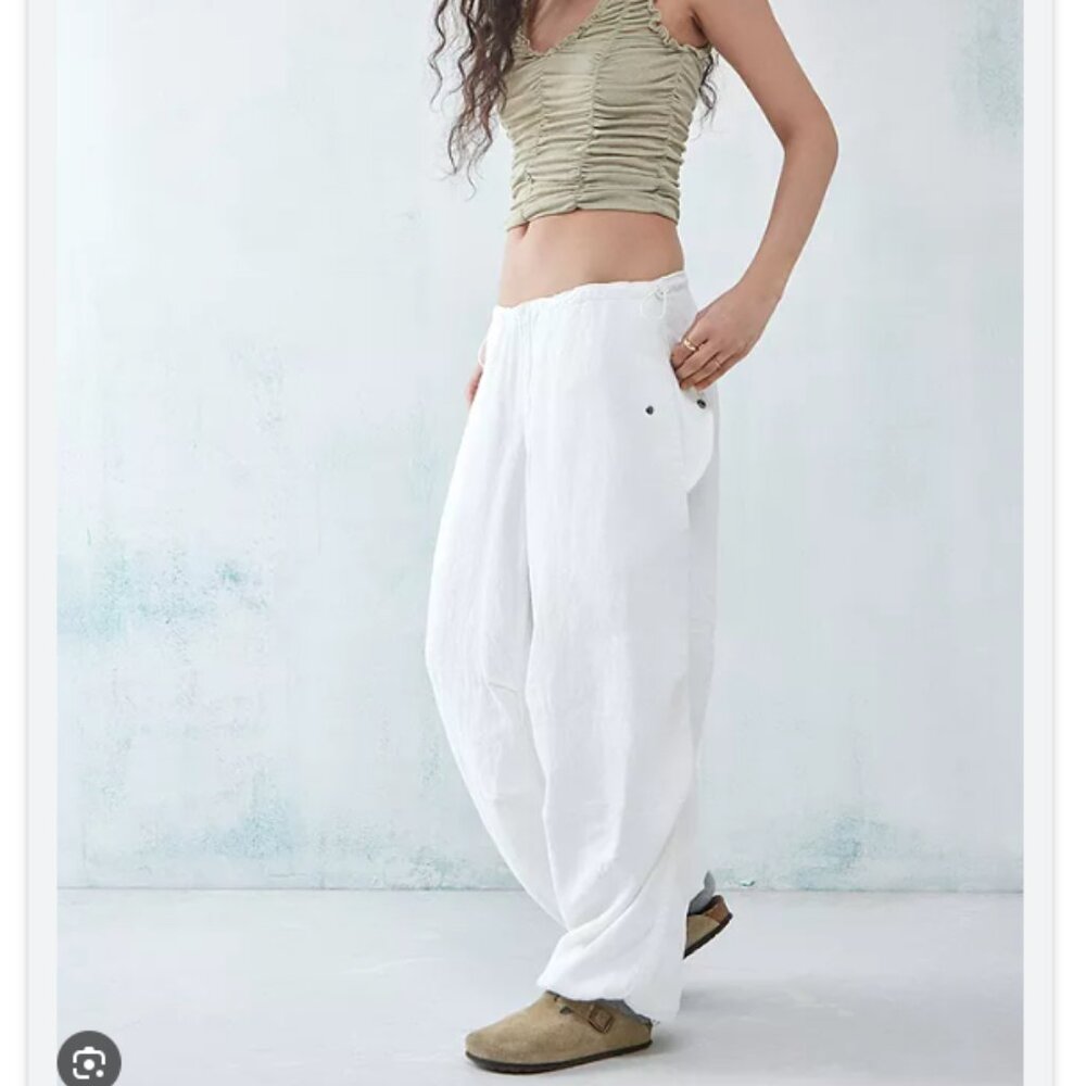 The BDG White Linen Baggy Tech Pants